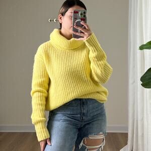 Everlane Alpaca Oversized Ribbed Turtleneck Sweater S Lemon Yellow
